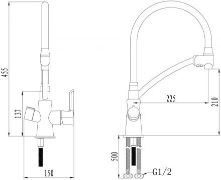 Смеситель для кухни Lemark COMFORT с гибким изливом с подключением к фильтру питьевой воды LM3070C